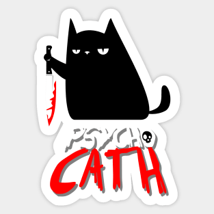 psycho cat with knife - funny halloween cat lover shirt Sticker